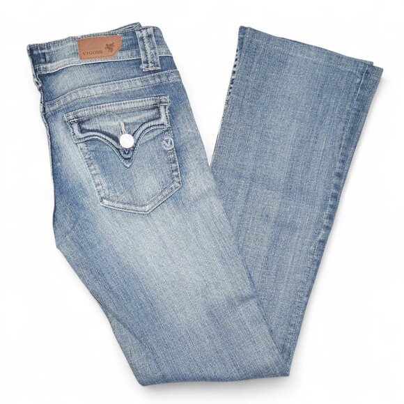 Vigoss Bootcut Jeans Women Size 3 Stretch Rear Flap Pocket Indigo Wash EUC - Picture 8 of 11